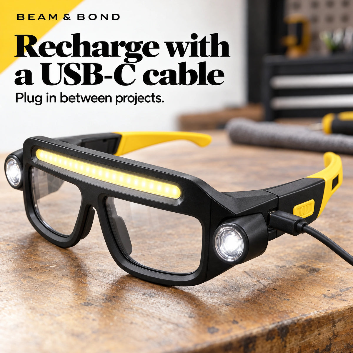 Hands-Free LED Work Glasses