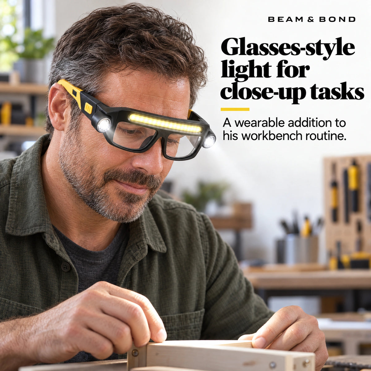 Hands-Free LED Work Glasses