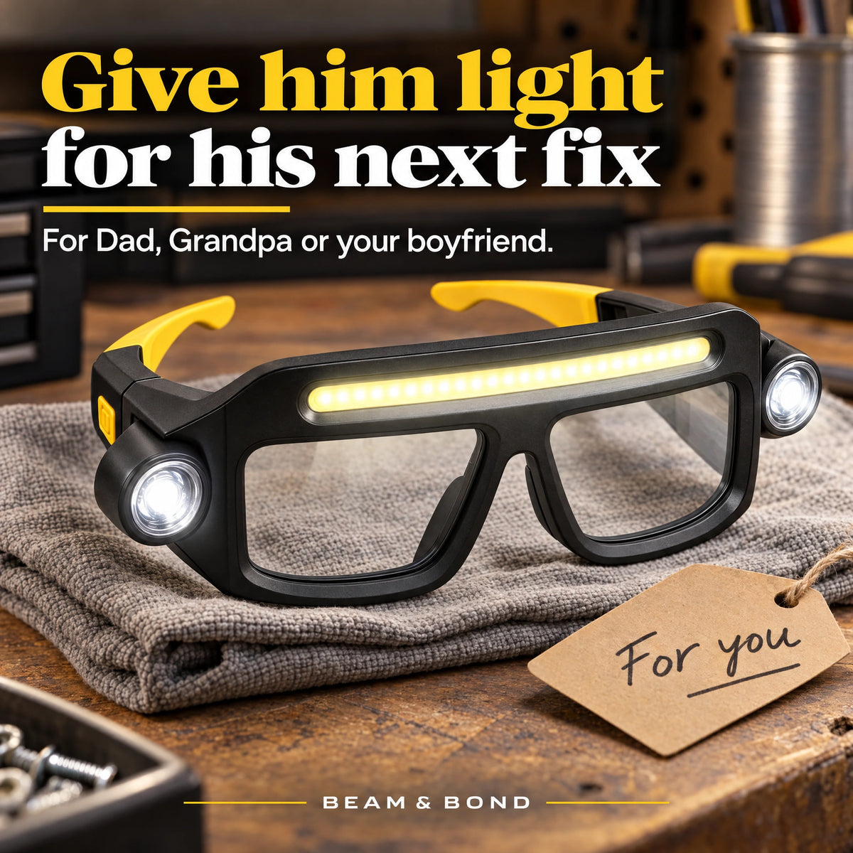 Hands-Free LED Work Glasses